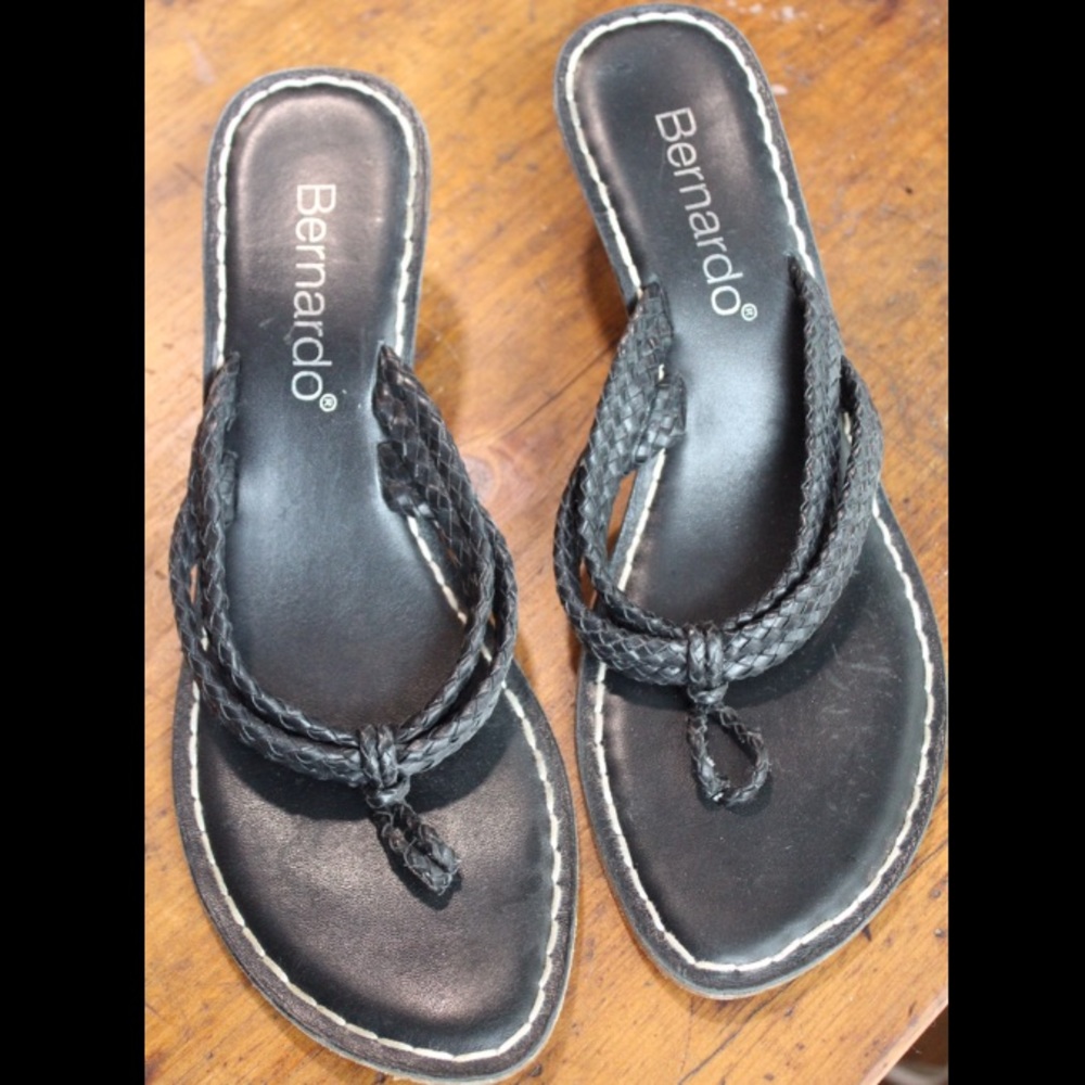 Black Bernardo Wedge Sandals